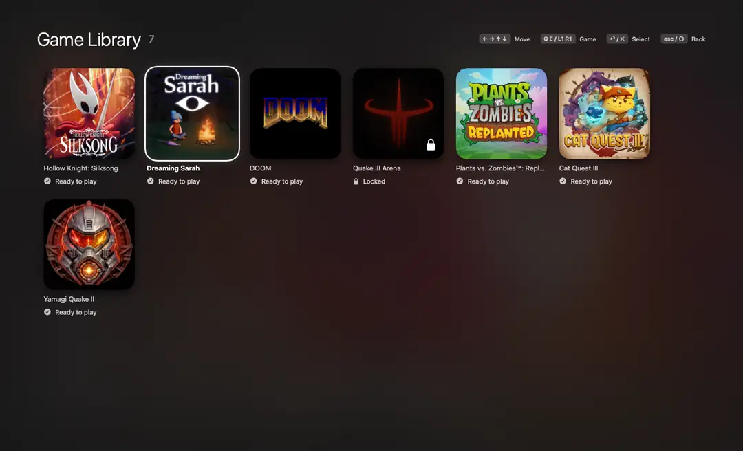 The game library as a grid of tiles